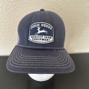 John Deere Men's Snapback Mesh Back Hat Blue Gray Embroidered Retro Logo